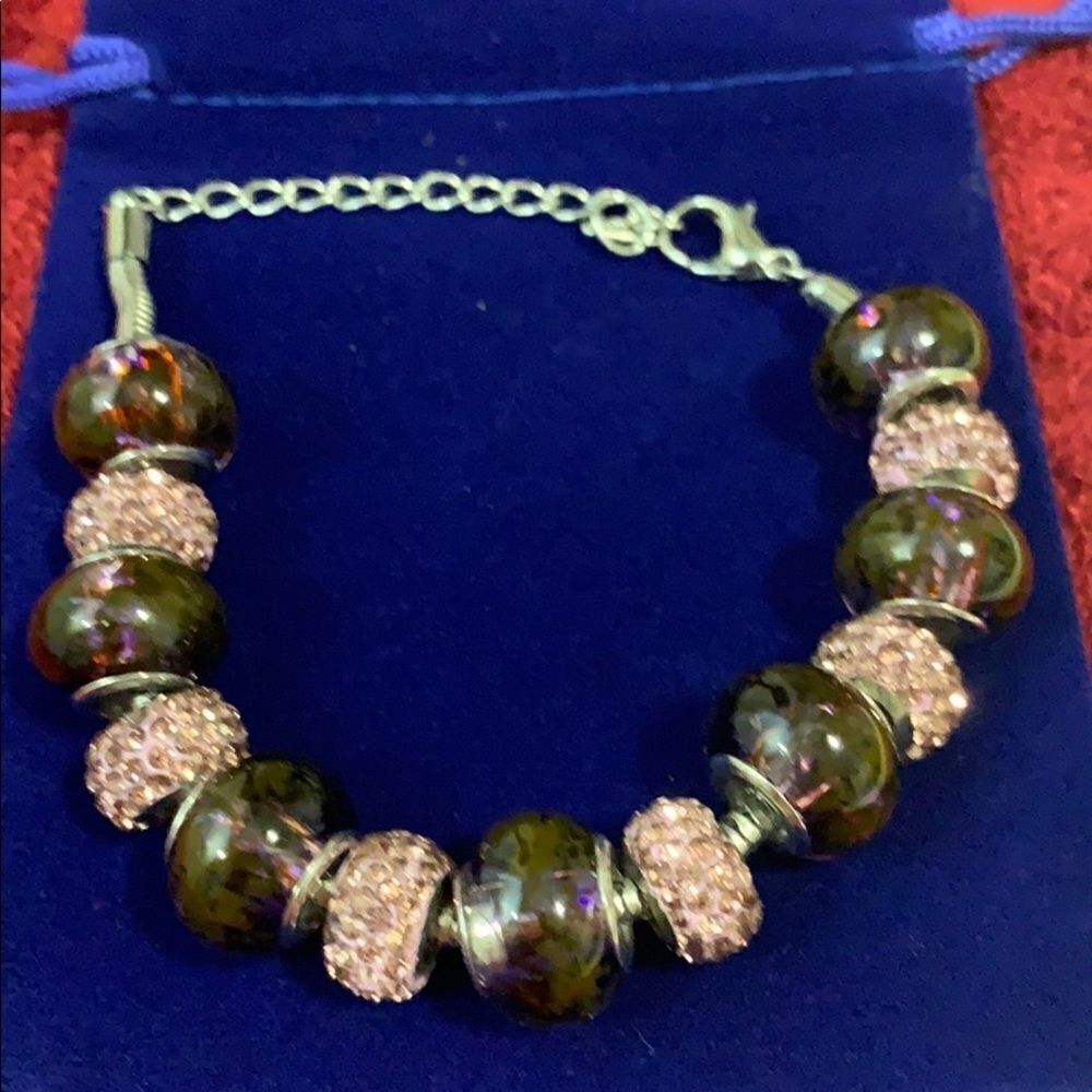 Silver purple beaded bracelet - Picture 7 of 9